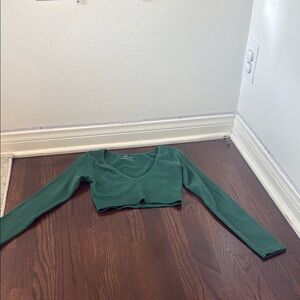 Garage Forest Green Long Sleeve Crop Top